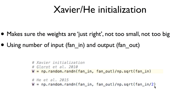 Xavier/He initialization